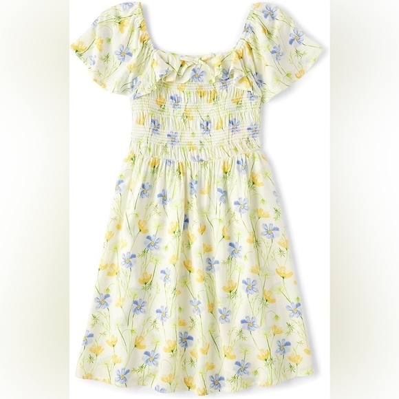 Children’s Place | Girls Floral Ruffle Dress with Smocked Bodice - Picture 1 of 2
